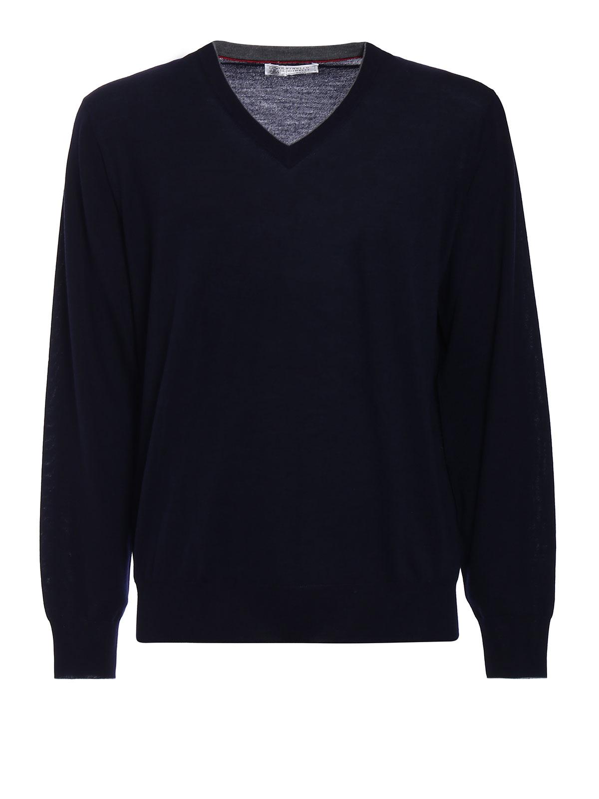 Dark blue wool cashmere pullover M2400162CW425 (Brunello Cucinelli / ニット・セーター・カーディガン ) | Brunello Cucinelli (ブルネロ・クチネリ)