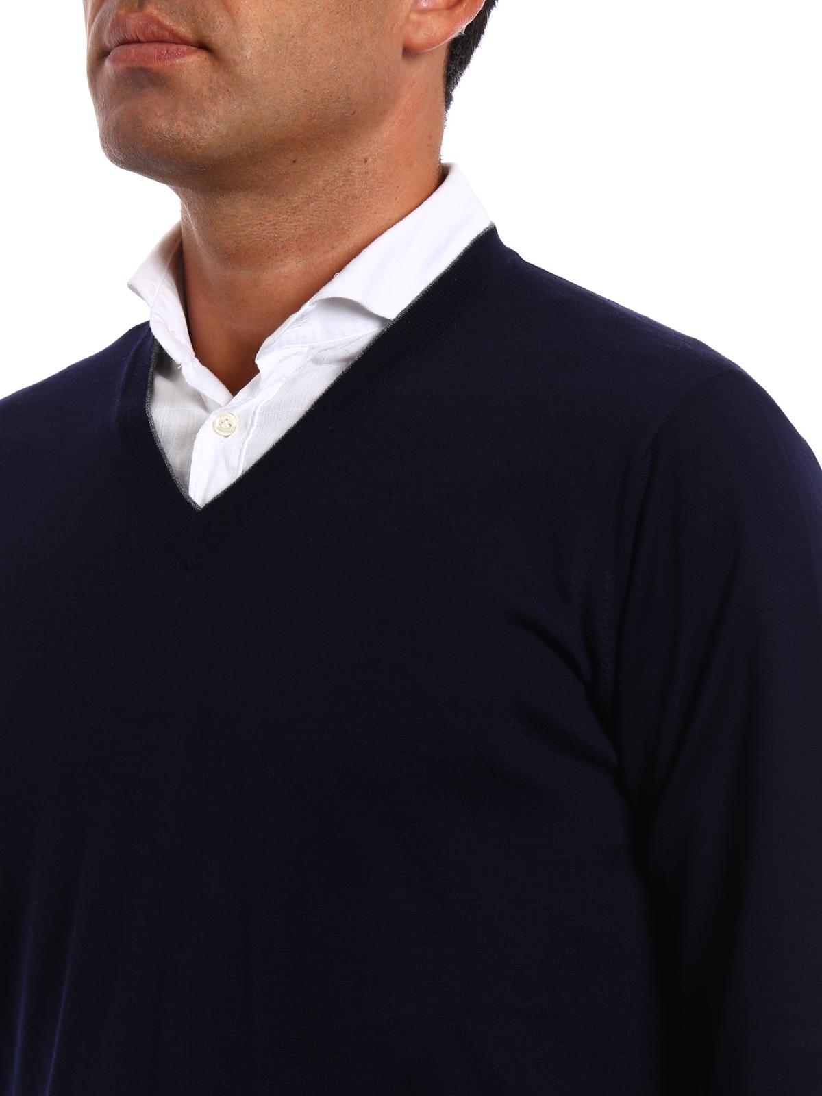 Dark blue wool cashmere pullover M2400162CW425 (Brunello Cucinelli / ニット・セーター・カーディガン ) | Brunello Cucinelli (ブルネロ・クチネリ)(4)