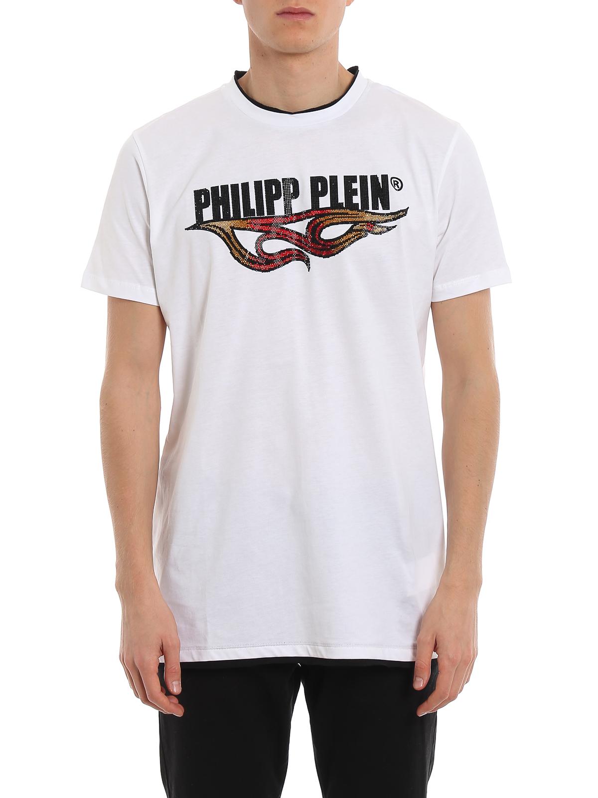 Flame crystal logo white T-shirt F19CMTK3662PJY002N01 (PHILIPP PLEIN / Tシャツ・カットソー ) | PHILIPP PLEIN (フィリップ プレイン)(2)