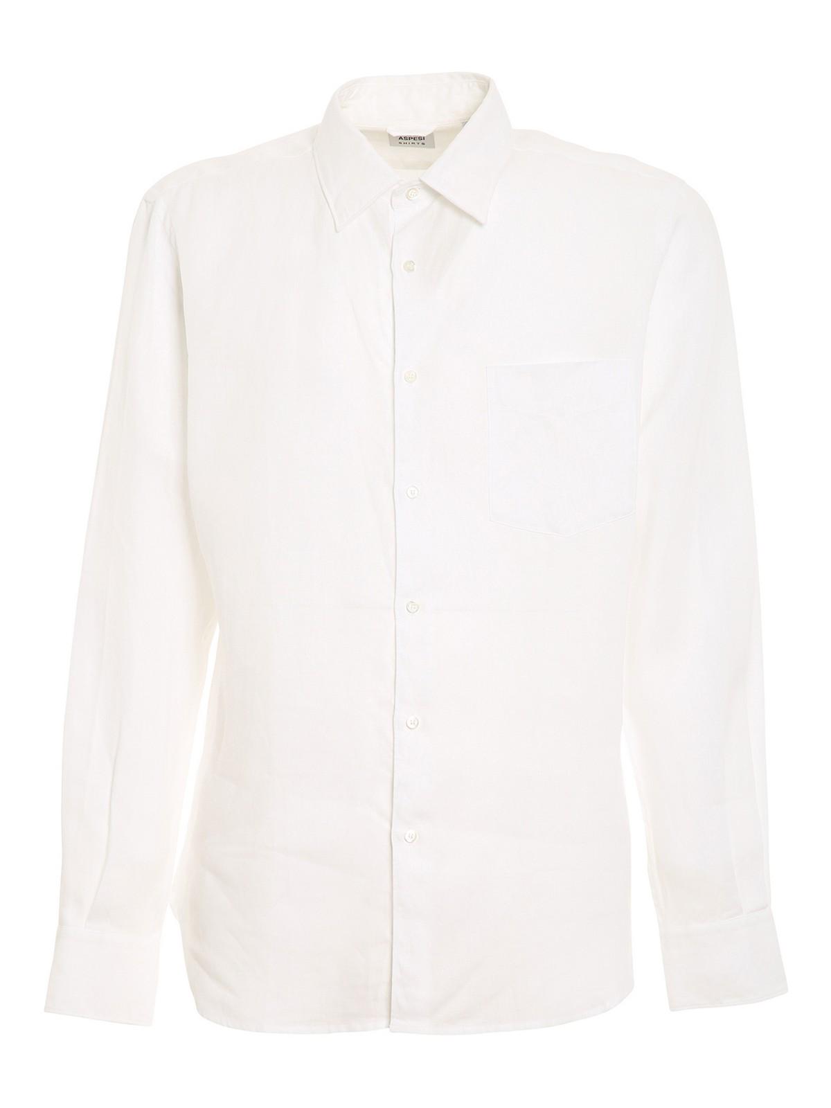 Linen shirt with patch pocket CE36C19585072 (ASPESI / シャツ・ブラウス ) | ASPESI (アスペジ)