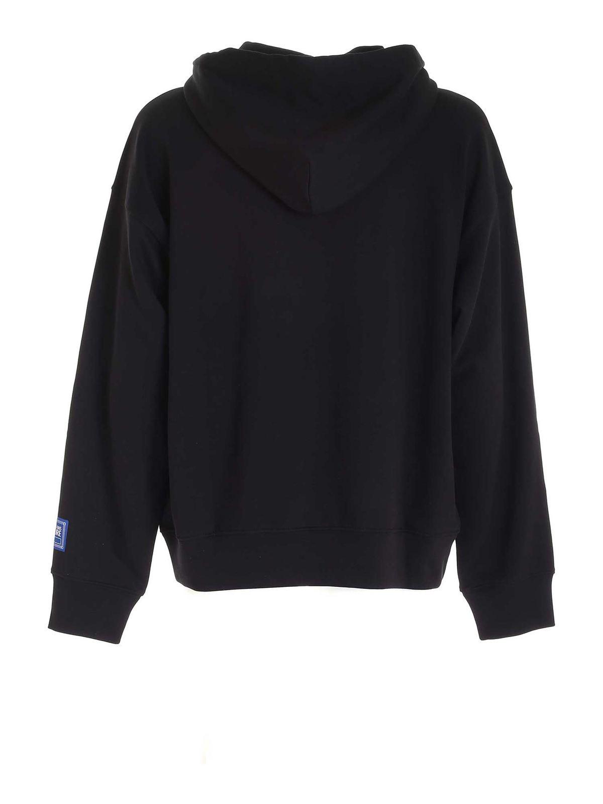 Multi logo hoodie in black 71GAIP04CF00P899 (VERSACE JEANS COUTURE / スウェット・フーディー ) | VERSACE JEANS COUTURE (ヴェルサーチェ ジーンズ クチュール)(1)