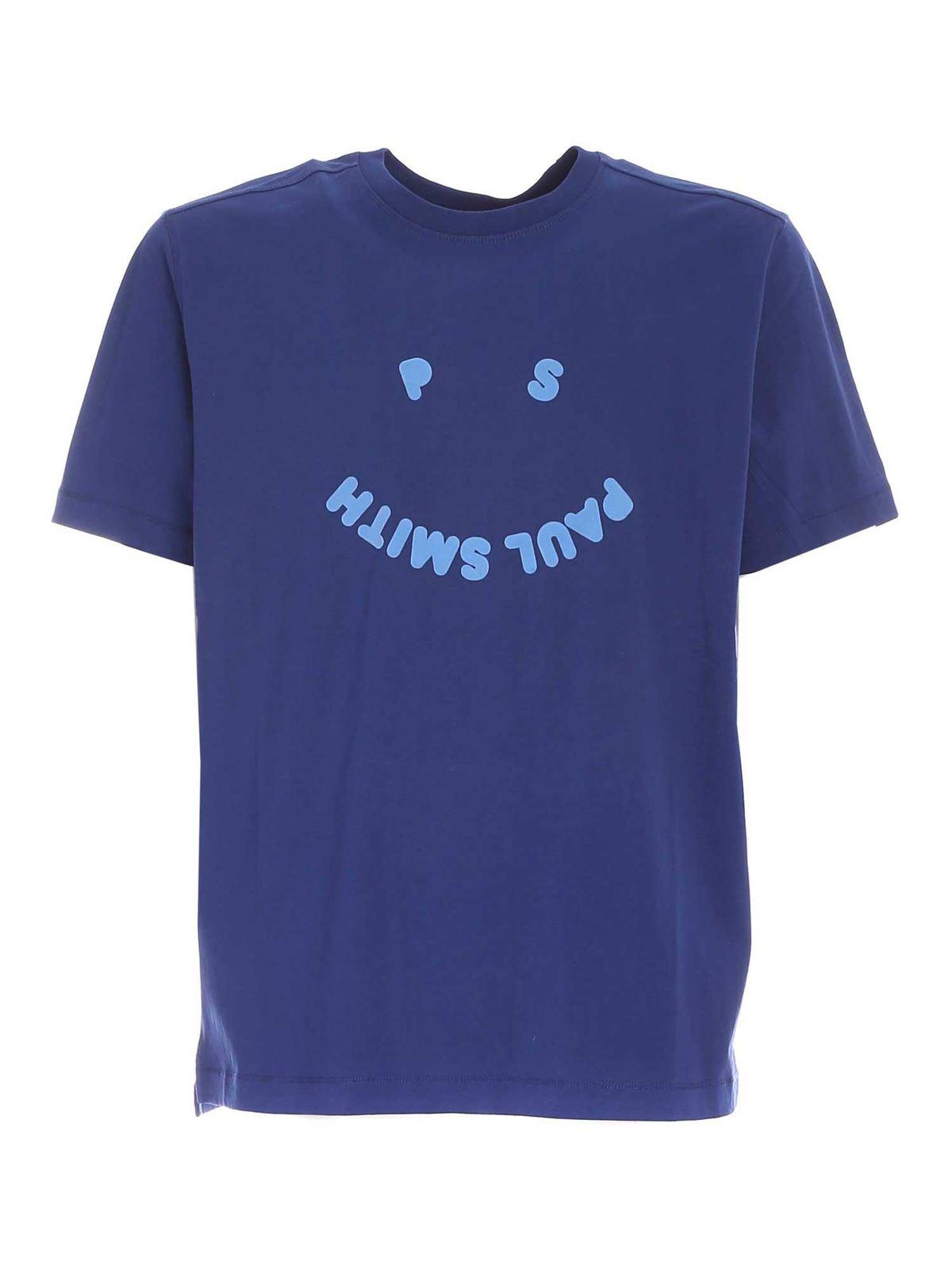 Contrasting logo T-shirt in blue M2R226TGP247145 (Paul Smith / Tシャツ・カットソー ) | Paul Smith (ポール・スミス)