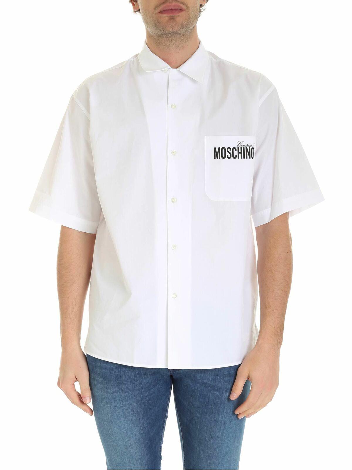 Black logo prints shirt in white 021602351001 (MOSCHINO / シャツ・ブラウス ) | MOSCHINO (モスキーノ)