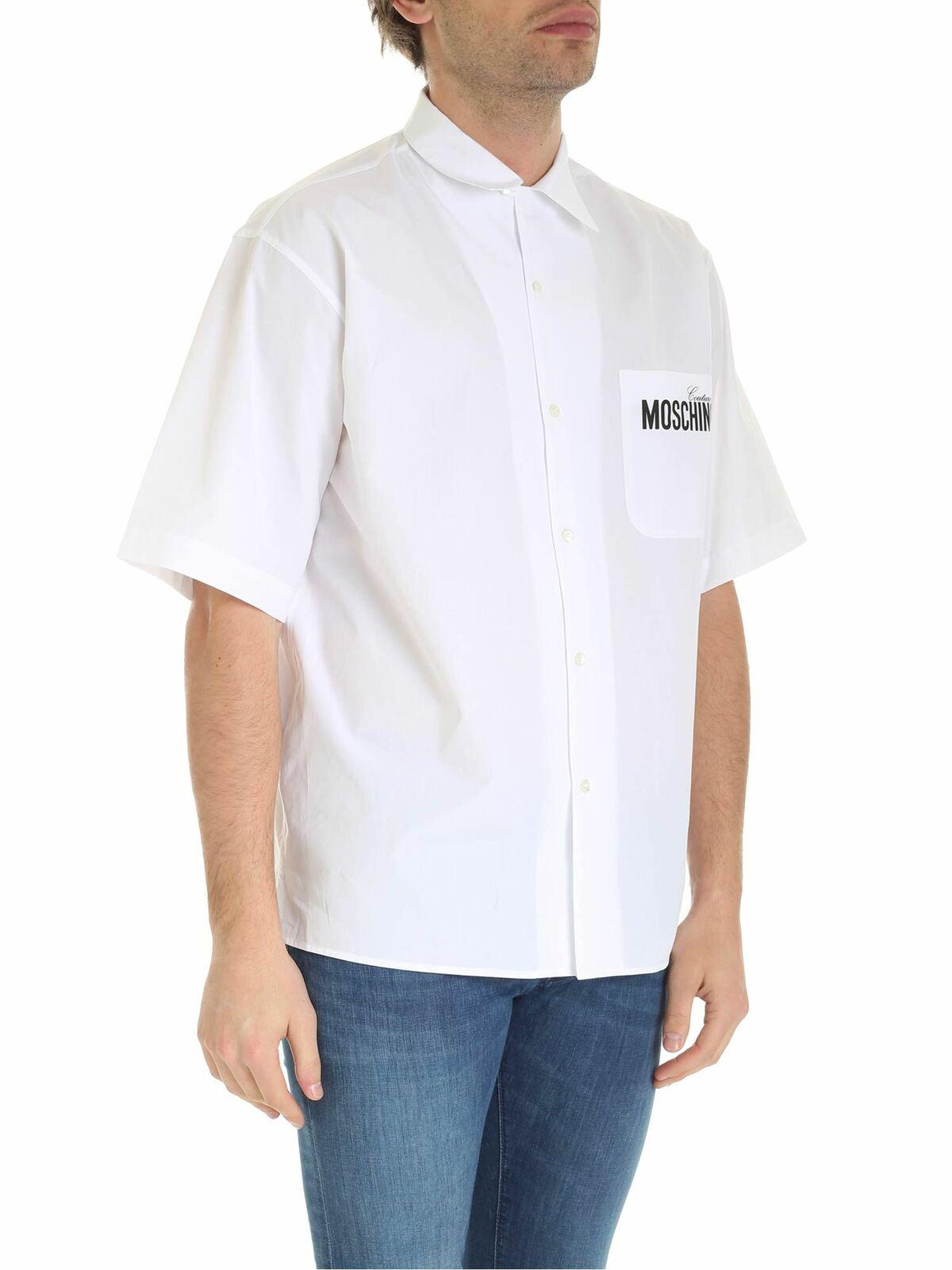 Black logo prints shirt in white 021602351001 (MOSCHINO / シャツ・ブラウス ) | MOSCHINO (モスキーノ)(1)