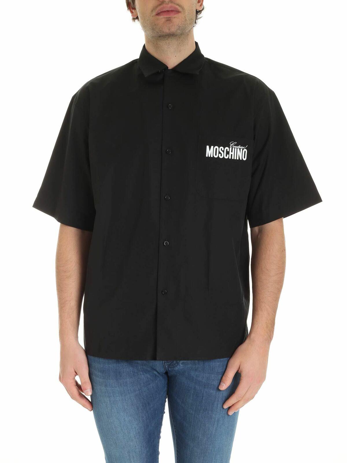 Logo prints shirt in black 021602351555 (MOSCHINO / シャツ・ブラウス ) | MOSCHINO (モスキーノ)