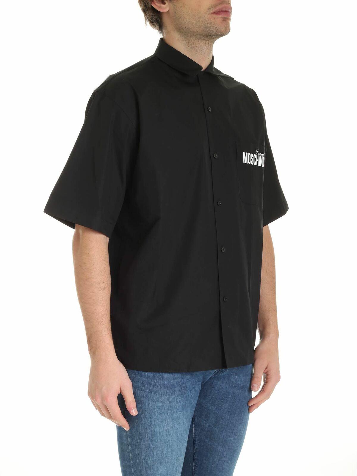 Logo prints shirt in black 021602351555 (MOSCHINO / シャツ・ブラウス ) | MOSCHINO (モスキーノ)(1)