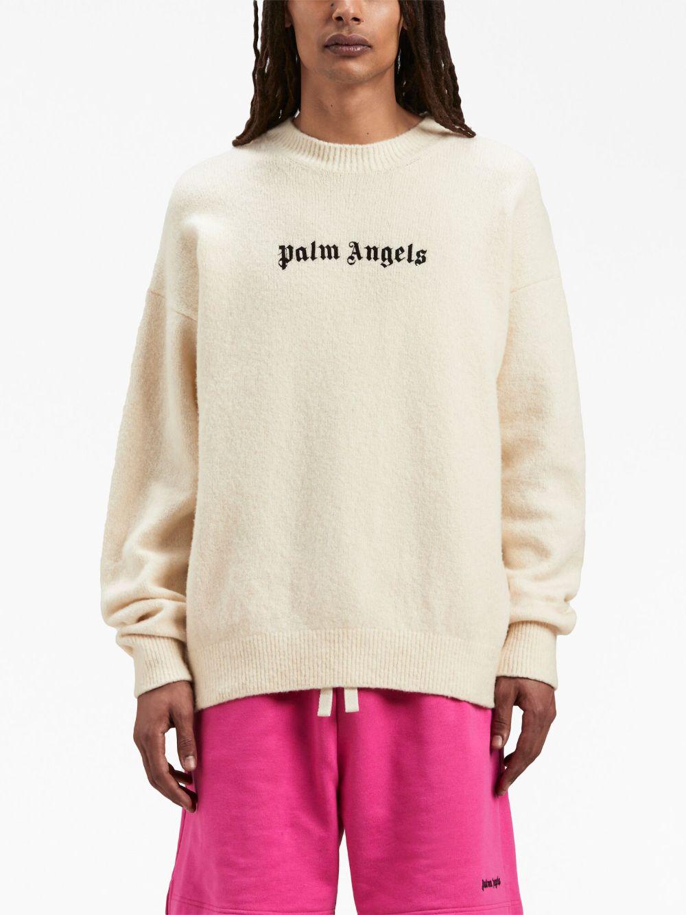 Palm Angels Sweaters White PMHE054F23KNI0040110 (Palm Angels / ニット・セーター・カーディガン ) | Palm Angels (パームエンジェルス)(3)