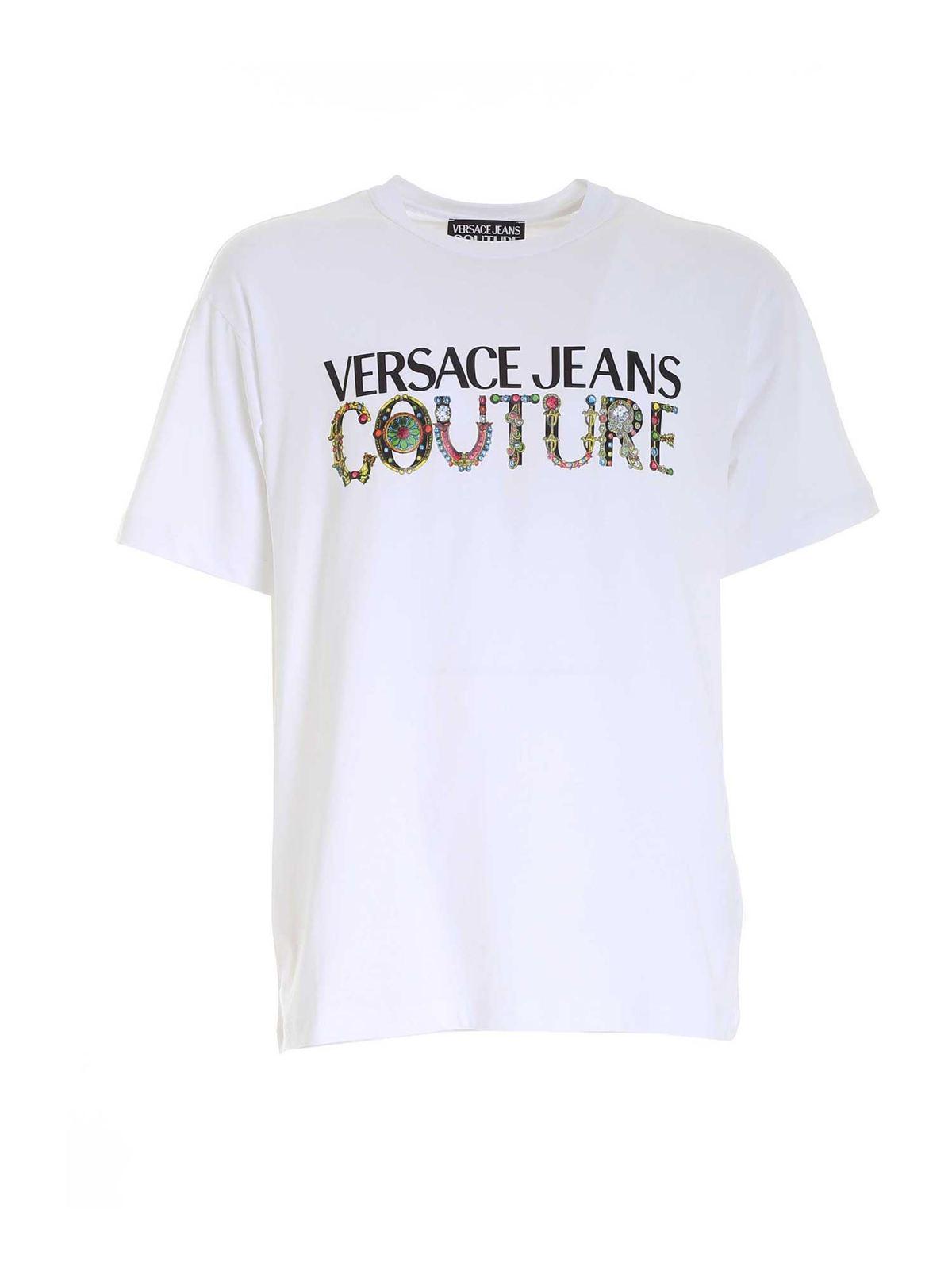 Regalia logo T-shirt in white 71GAHF04CJ00F003 (VERSACE JEANS COUTURE / Tシャツ・カットソー ) | VERSACE JEANS COUTURE (ヴェルサーチェ ジーンズ クチュール)