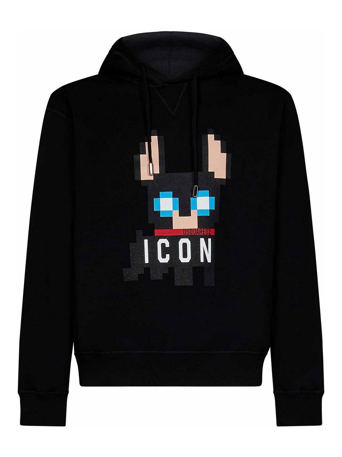 Black cotton hoodie S79GU0105S25516900 (Dsquared2 / スウェット・フーディー ) | Dsquared2 (ディースクエアード)