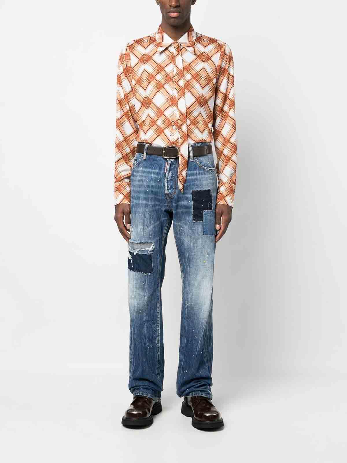 distressed-effect patchwork jeans S74LB1349S30309470 (Dsquared2 / ジーンズ ) | Dsquared2 (ディースクエアード)(1)