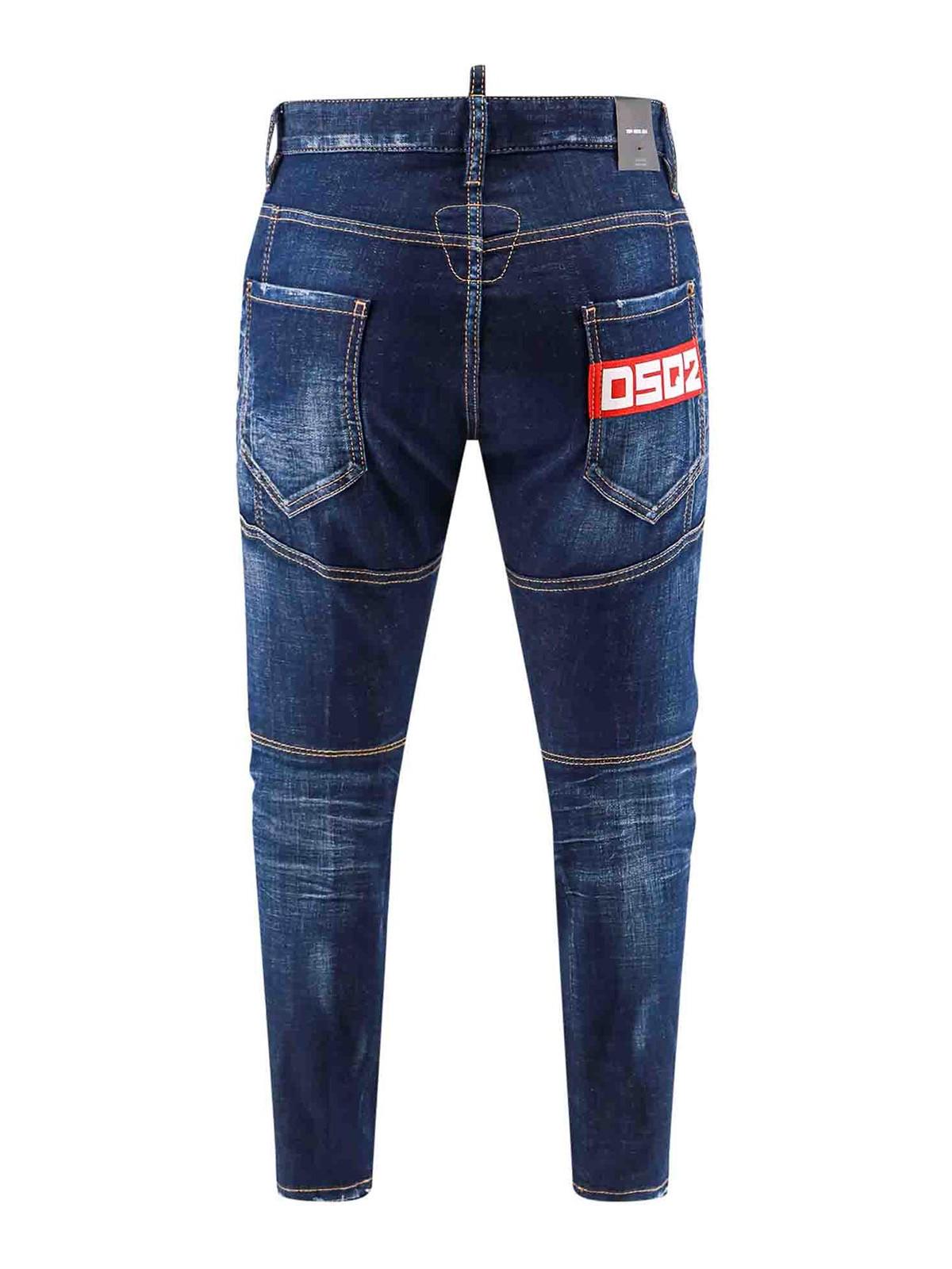 Stretch cotton jeans with logo patch S74LB1487S30342470 (Dsquared2 / ジーンズ ) | Dsquared2 (ディースクエアード)(1)