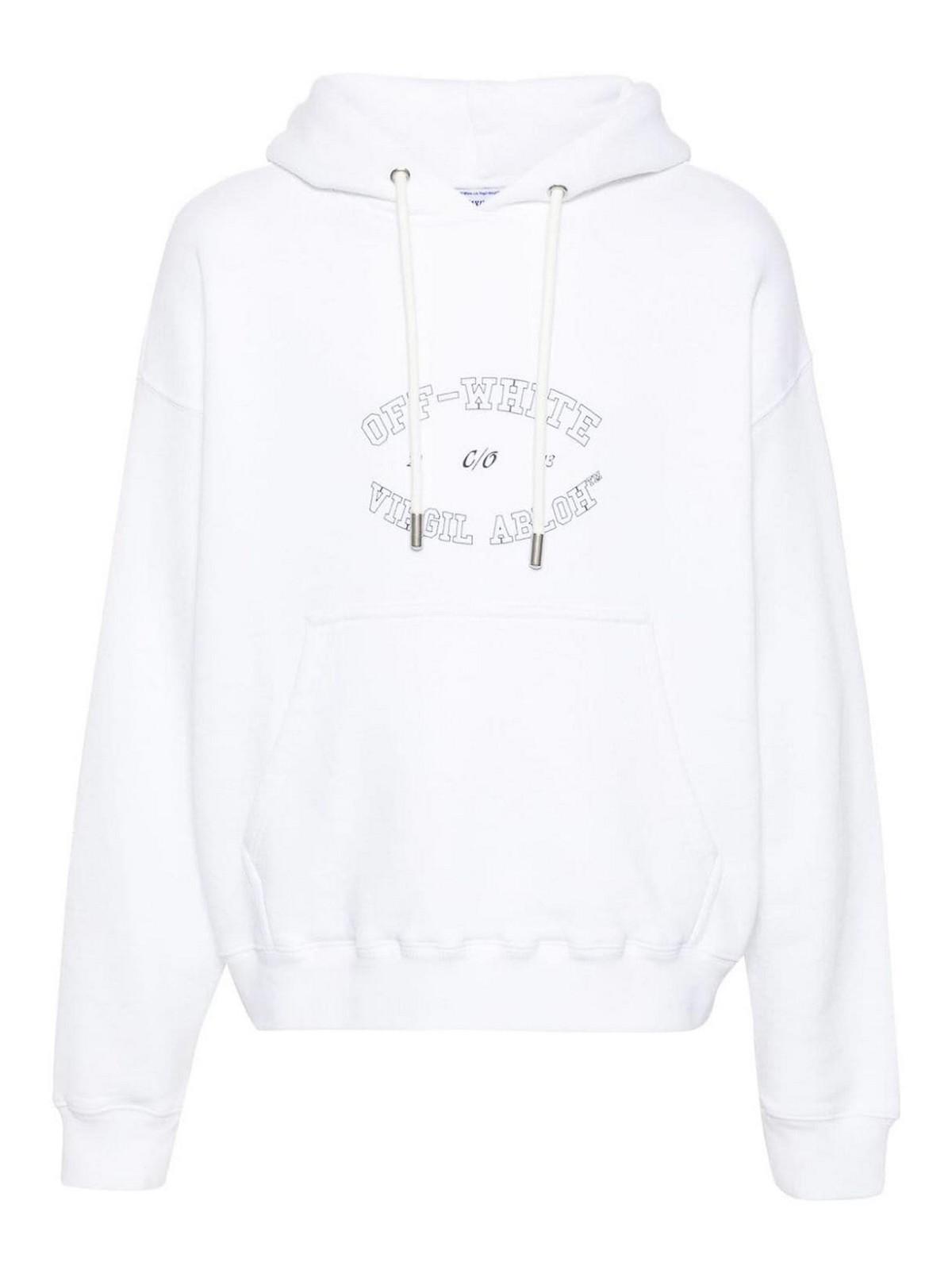 Cotton Hoodie With Print OMBB085F24FLE00S0110 (Off-White / スウェット・フーディー ) | Off-White (オフホワイト)