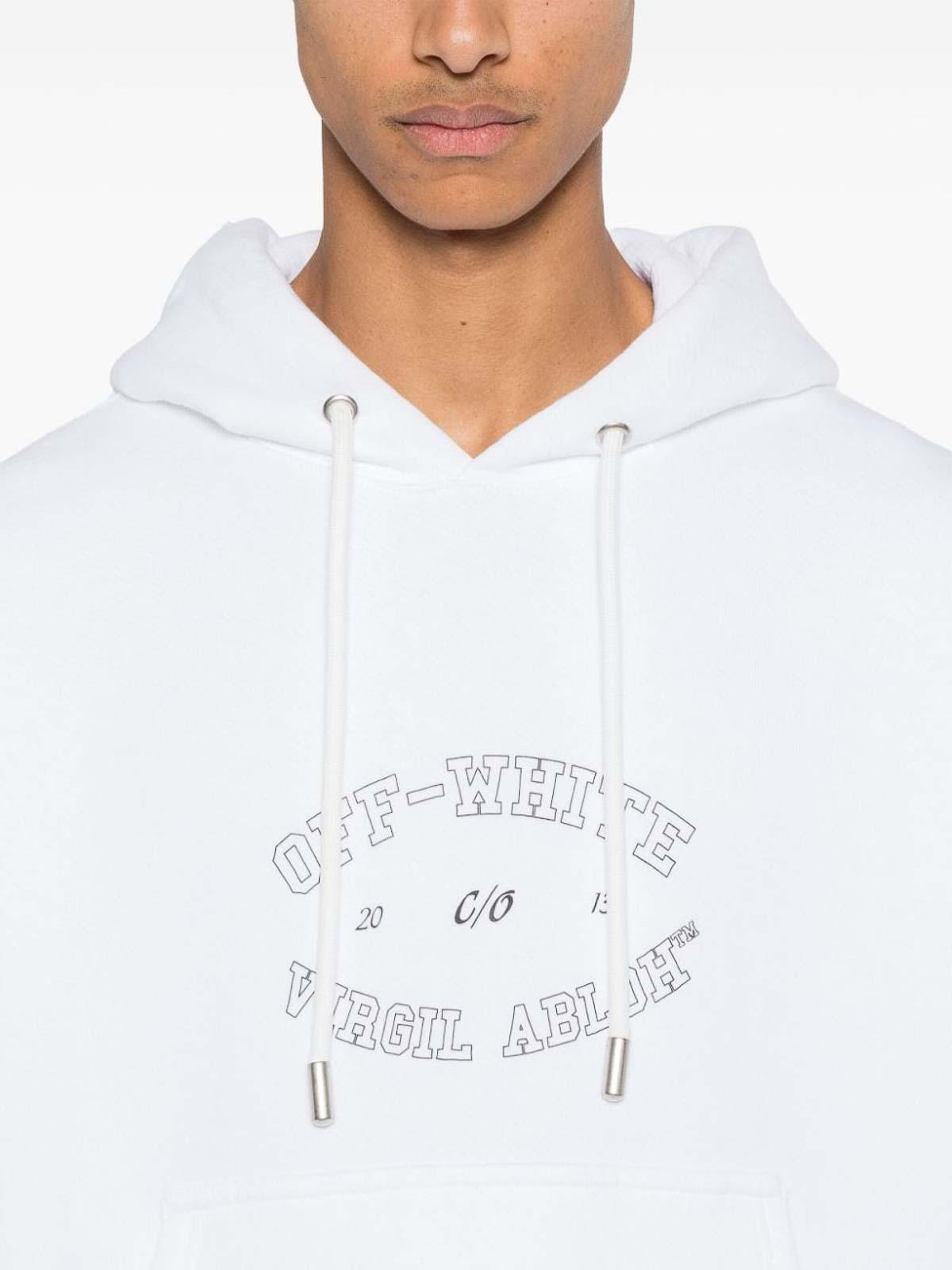Cotton Hoodie With Print OMBB085F24FLE00S0110 (Off-White / スウェット・フーディー ) | Off-White (オフホワイト)(4)