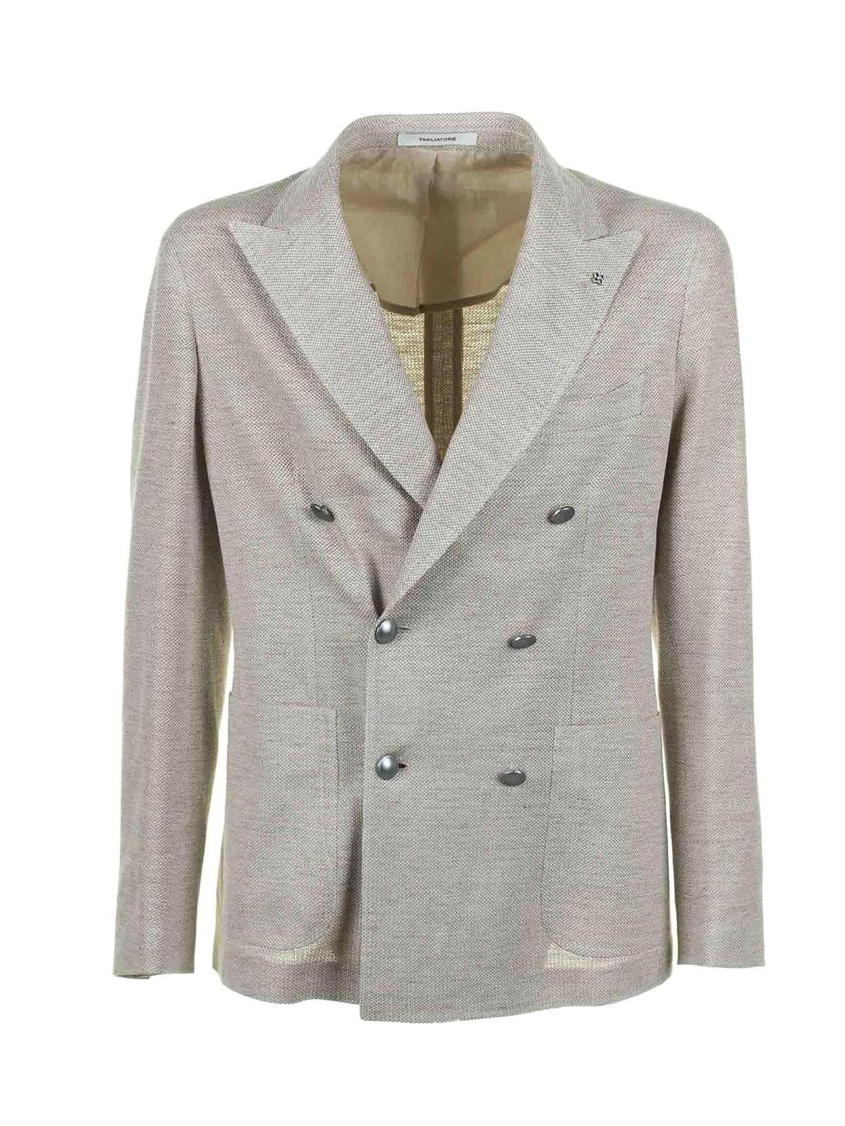 Beige double-breasted jacket 1SMC20K570003A3108 (TAGLIATORE / ブレザー・ジャケット ) | TAGLIATORE (タリアトーレ)