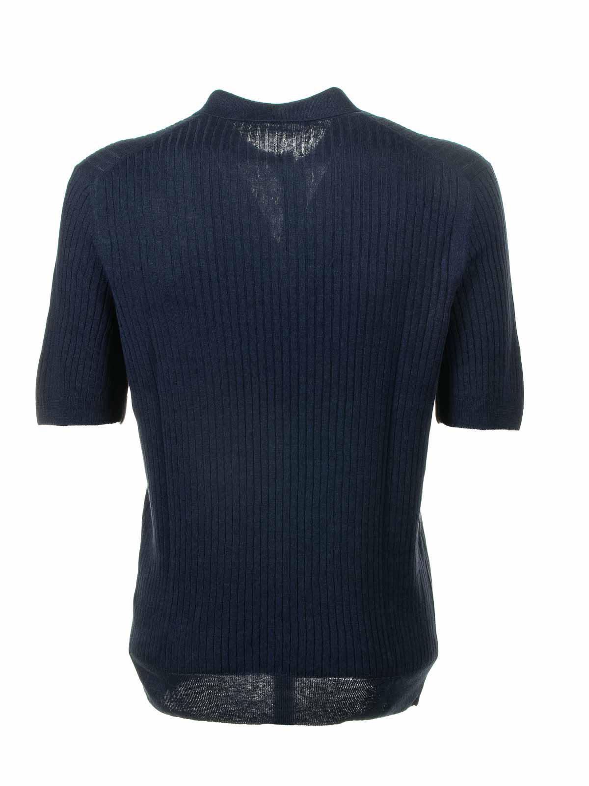 Navy Blue Short Sleeve Polo Shirt PARKGSE2402598 (TAGLIATORE / ポロシャツ ) | TAGLIATORE (タリアトーレ)(1)